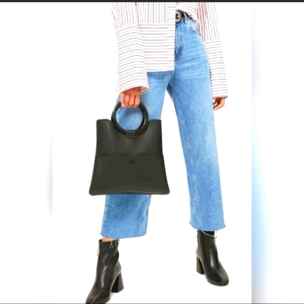 Light Wash Topshop Moto Cropped Wide Leg Jean
